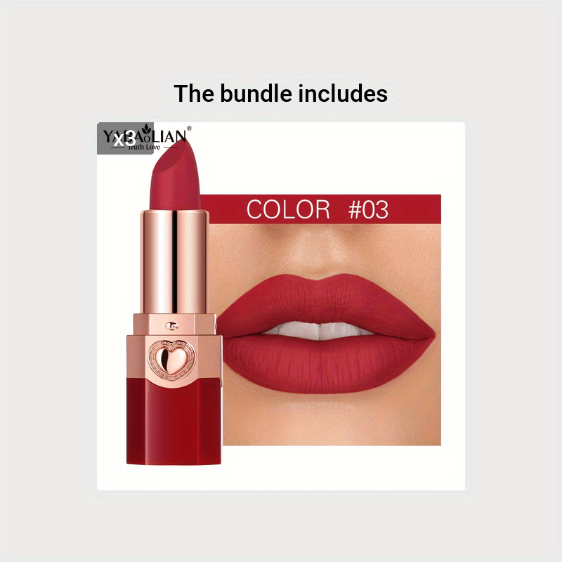 YABAOLIAN Lipstick 12 Colors Lipstick High Pigment Long Lasting Waterprrof Cosmetic Matte Lipstick