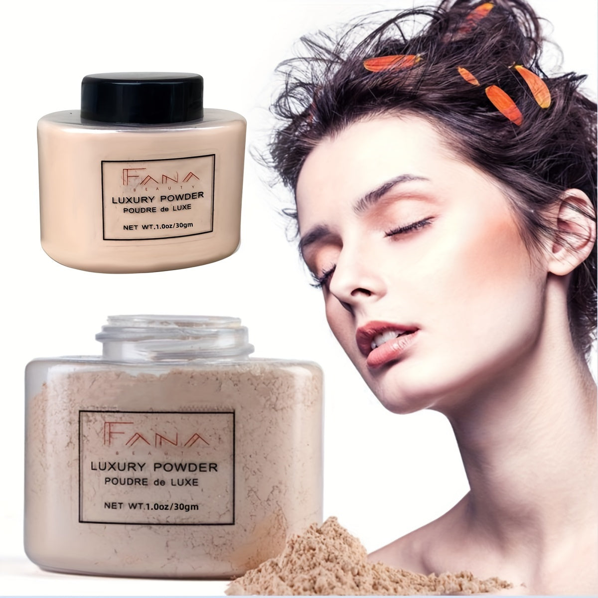 Long-Lasting Full Coverage FANA Luxury Powder, Matte Finish Oil-Control Loose Powder for All Skin Types, 1.7 oz Makeup Setting Powder