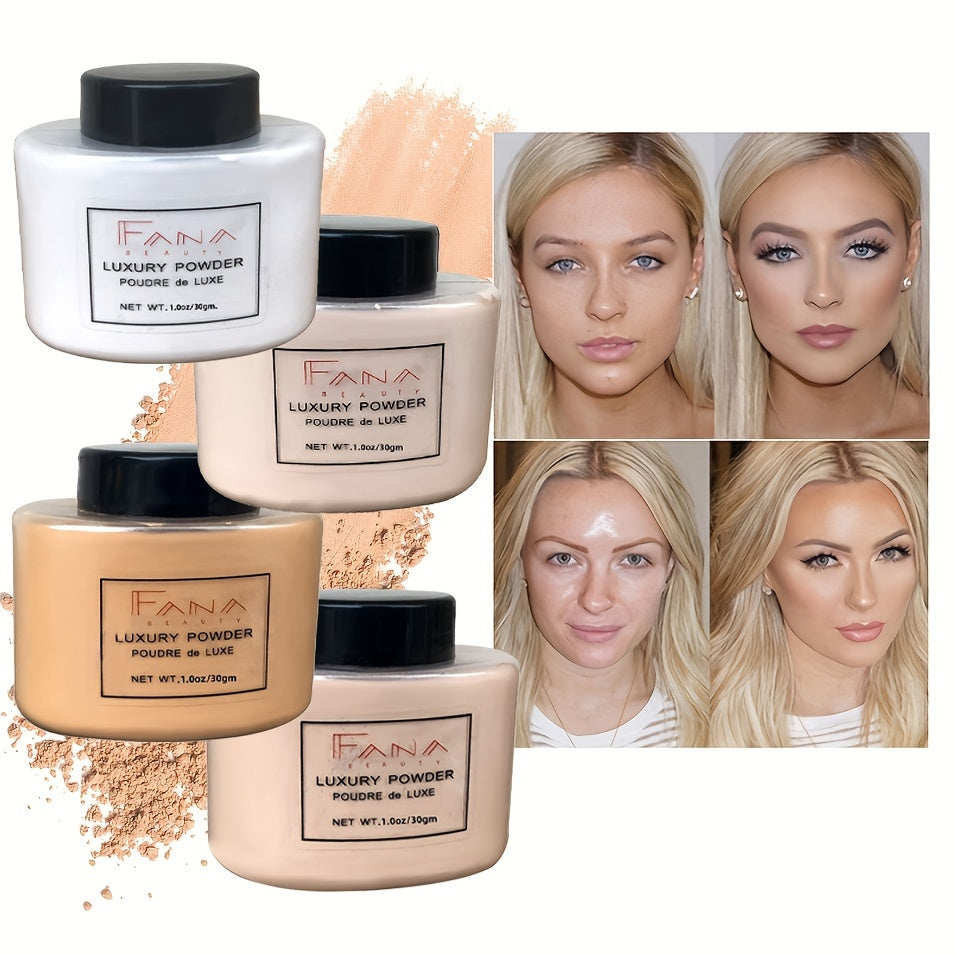 Long-Lasting Full Coverage FANA Luxury Powder, Matte Finish Oil-Control Loose Powder for All Skin Types, 1.7 oz Makeup Setting Powder