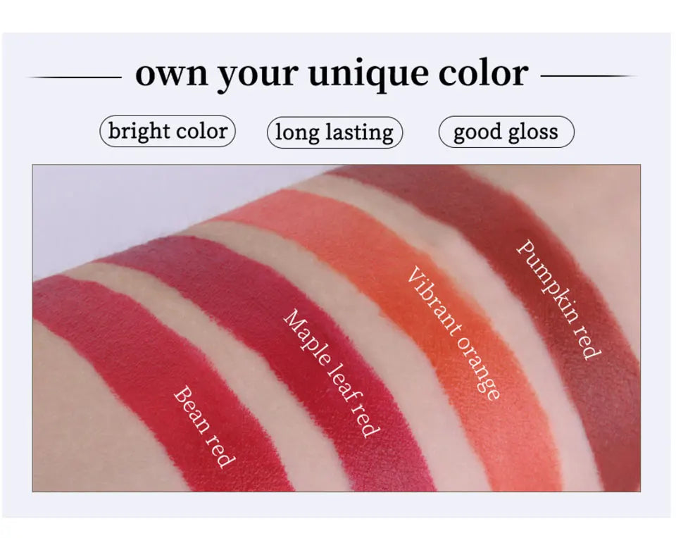 4 Colors Cigarette Shaped Lip Gloss Set Matte Velvet High Pigment Waterproof Long Lasting Non Transfer Portable Mini Lip Makeup Cosmetic