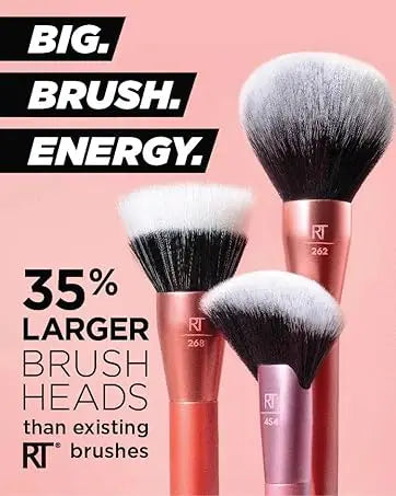 2026 Real Techniques 6 Piece Everyday Essentials Makeup Brush Set Sponges Blush Bronzer Contour Eyeshadow Powder Travel Gift Set