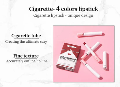 4 Colors Cigarette Shaped Lip Gloss Set Matte Velvet High Pigment Waterproof Long Lasting Non Transfer Portable Mini Lip Makeup Cosmetic
