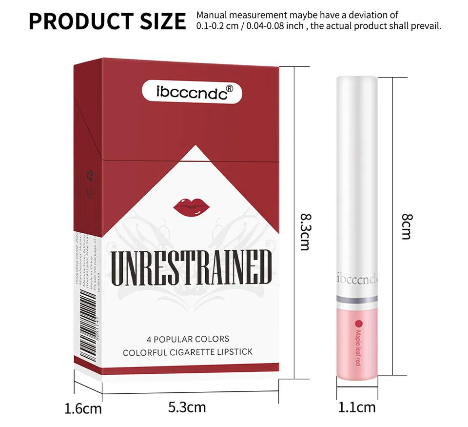 4 Colors Cigarette Shaped Lip Gloss Set Matte Velvet High Pigment Waterproof Long Lasting Non Transfer Portable Mini Lip Makeup Cosmetic