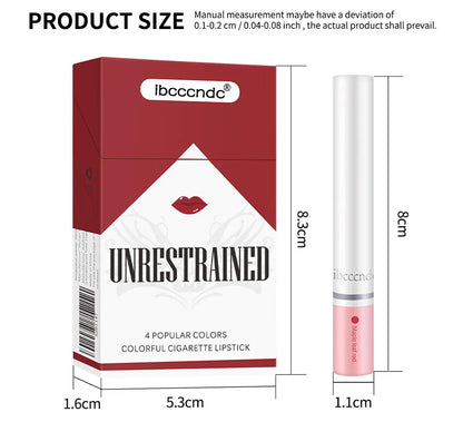 4 Colors Cigarette Shaped Lip Gloss Set Matte Velvet High Pigment Waterproof Long Lasting Non Transfer Portable Mini Lip Makeup Cosmetic