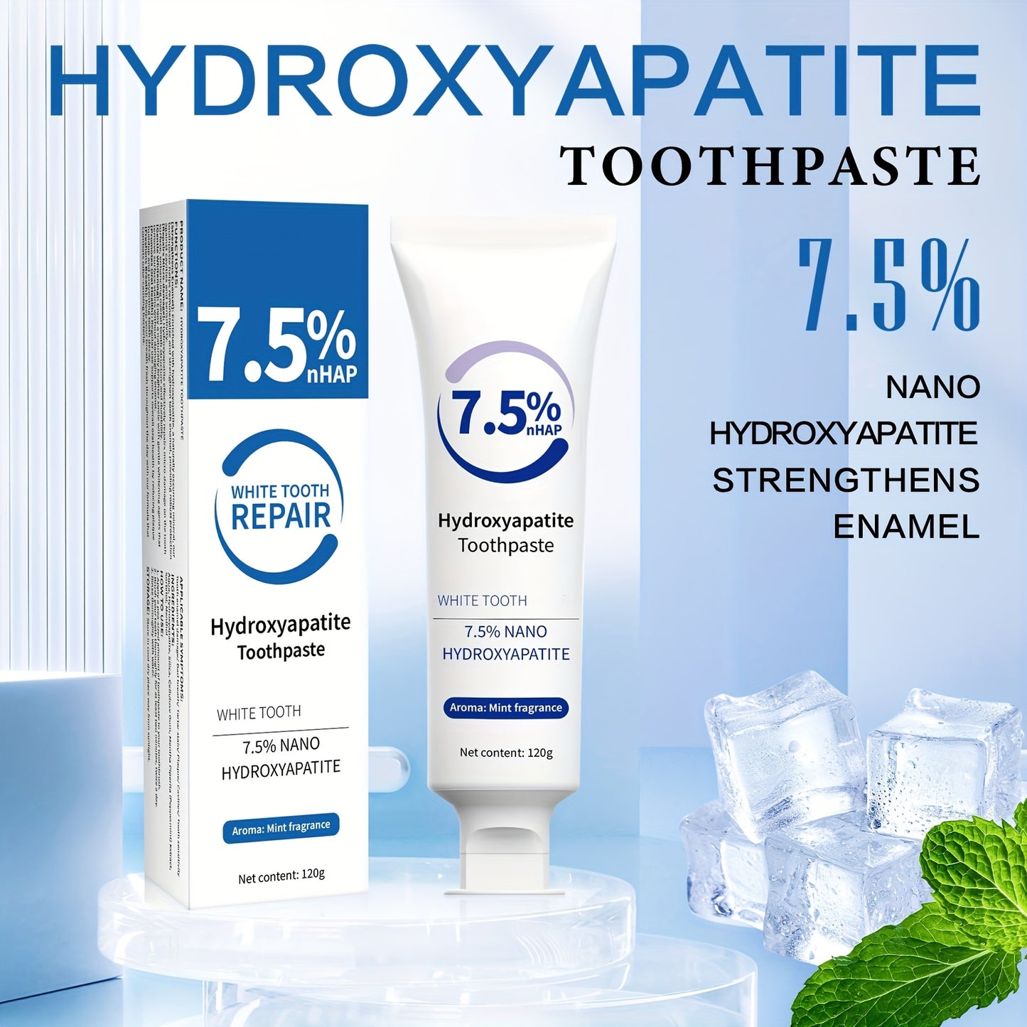 Nano Hydroxyapatite Toothpaste 7.5% (Fluoride-Free) - Dentist Recommended for Sensitive Teeth