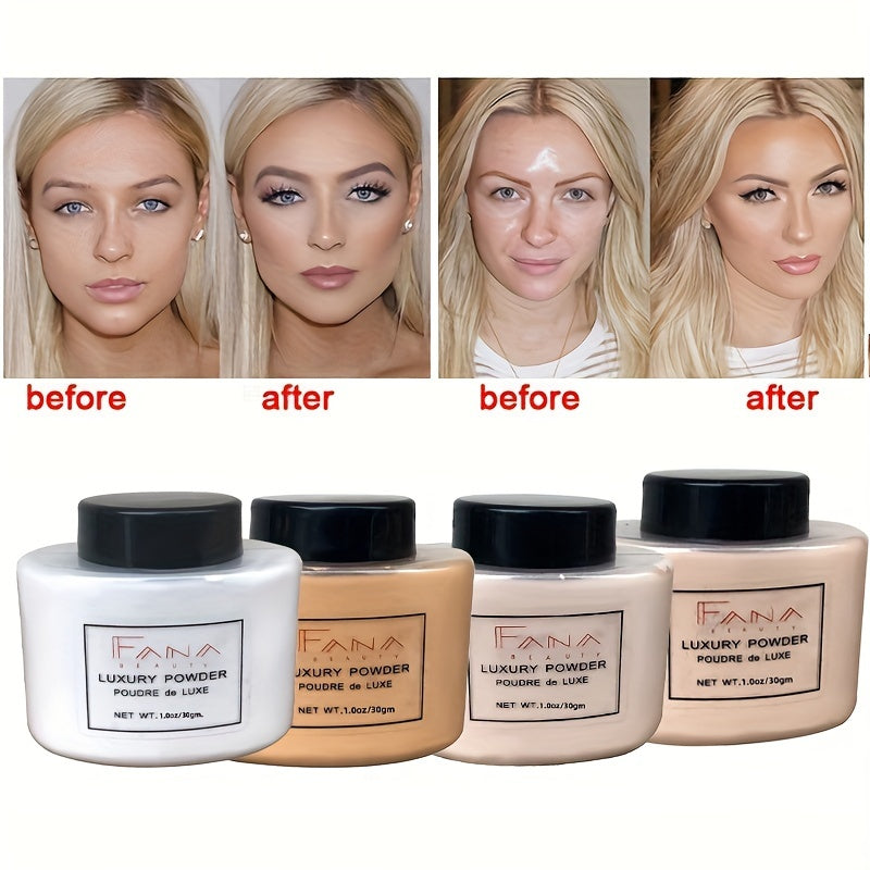 Long-Lasting Full Coverage FANA Luxury Powder, Matte Finish Oil-Control Loose Powder for All Skin Types, 1.7 oz Makeup Setting Powder