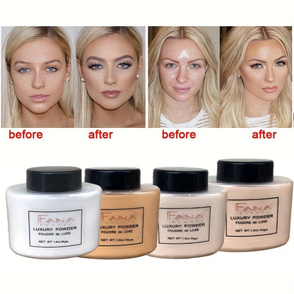 Long-Lasting Full Coverage FANA Luxury Powder, Matte Finish Oil-Control Loose Powder for All Skin Types, 1.7 oz Makeup Setting Powder