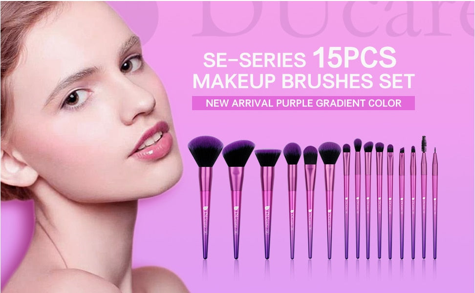DUCARE 15-Piece Makeup Brush Set – Professional Synthetic Hair Kit