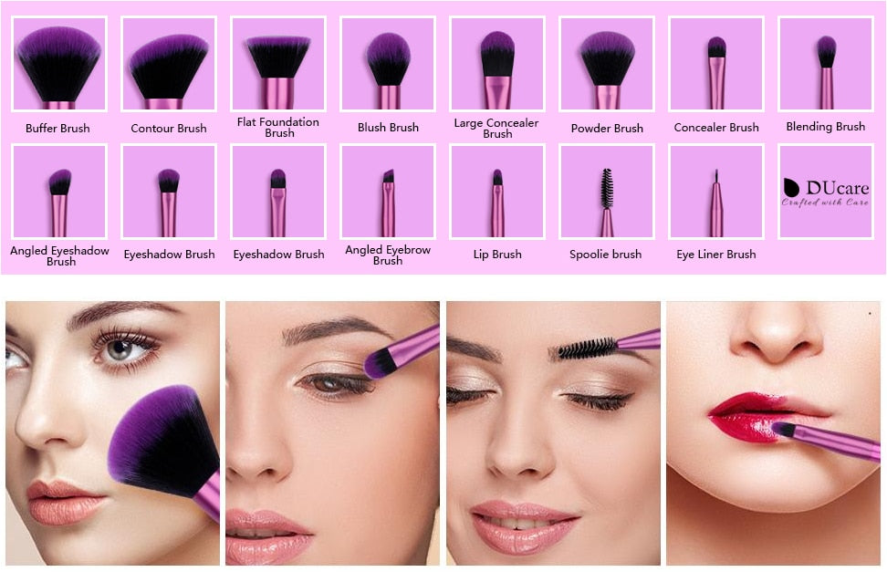 DUCARE 15-Piece Makeup Brush Set – Professional Synthetic Hair Kit