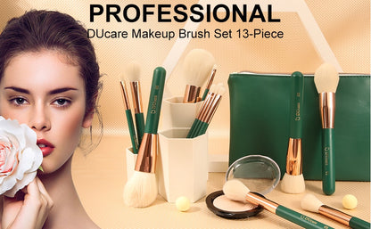 DUCARE Green 13-Piece Makeup Brush Set – Pro Synthetic Kit