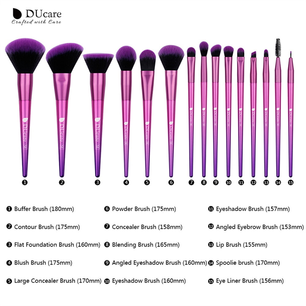 DUCARE 15-Piece Makeup Brush Set – Professional Synthetic Hair Kit